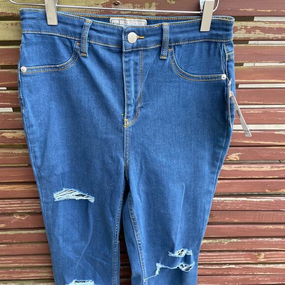 Free People Super Skinny Jeans Womens Distressed High Rise Denim Blue Sz 29 NWT - Picture 3 of 9